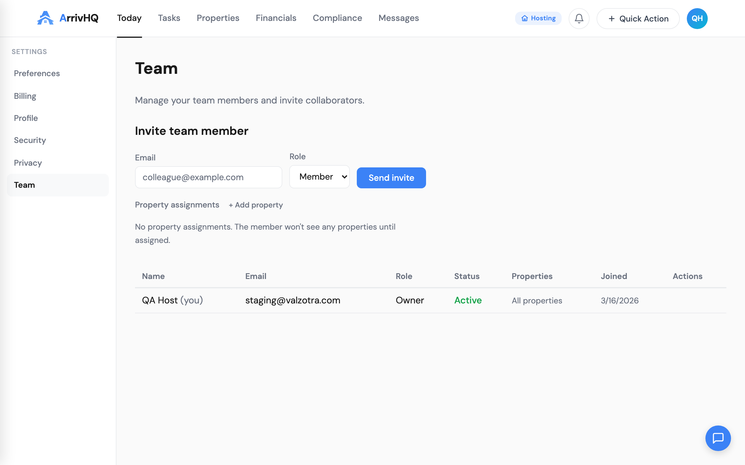 Cleaner pack page with assigned cleaner