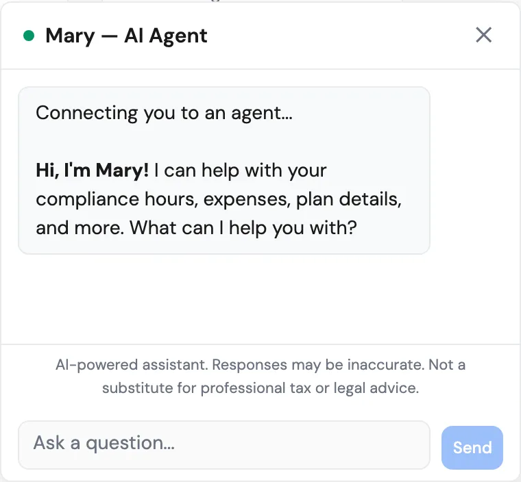 The AI Support chat panel open with the input field ready for a host's message